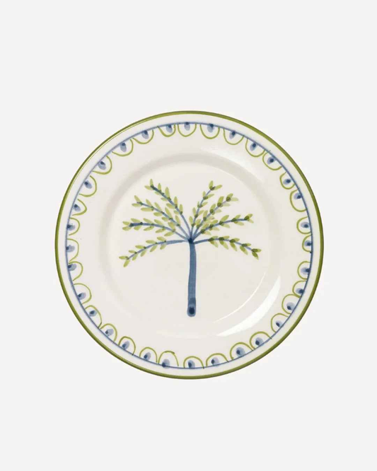 Palm Tree Plate - White/Blue/Green, 22cm