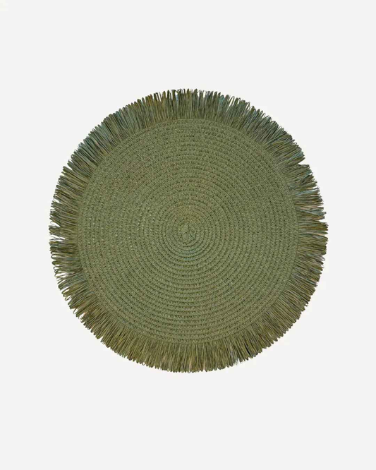 Placemat - Green with Fringe, 38cm