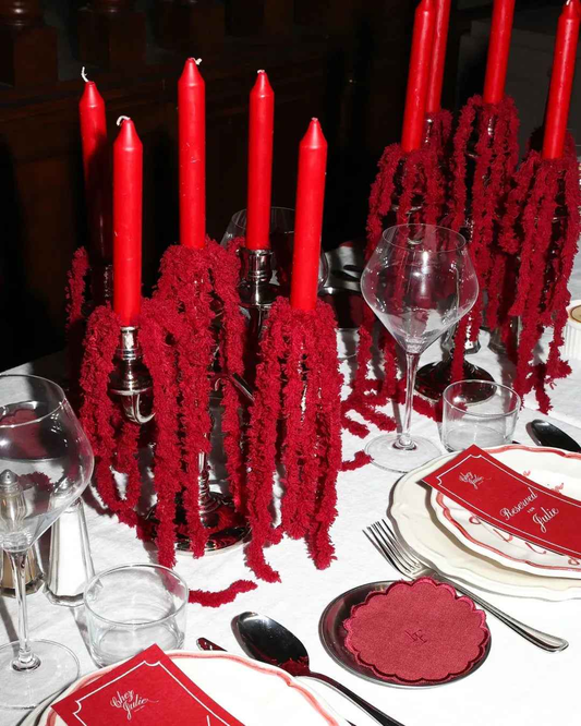 Candle Holder Styling - Red Draping