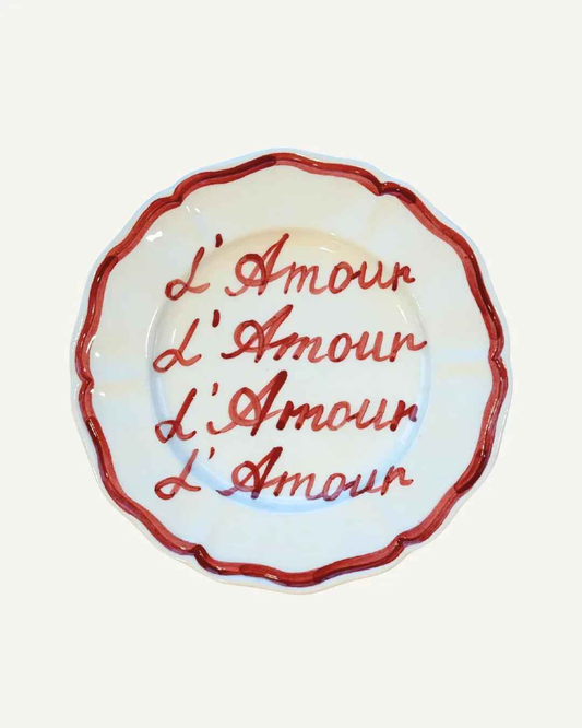 Message Plate - White/Red, 21cm