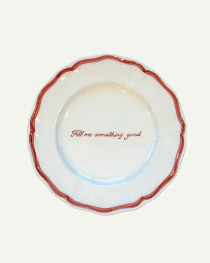 Message Plate - White/Red, 21cm