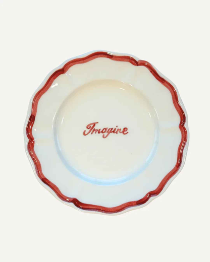 Message Plate - White/Red, 21cm